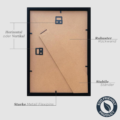 Bilderrahmen 20x30cm Schwarz 3er Set Holzrahmen Fotorahmen MDF Rahmen