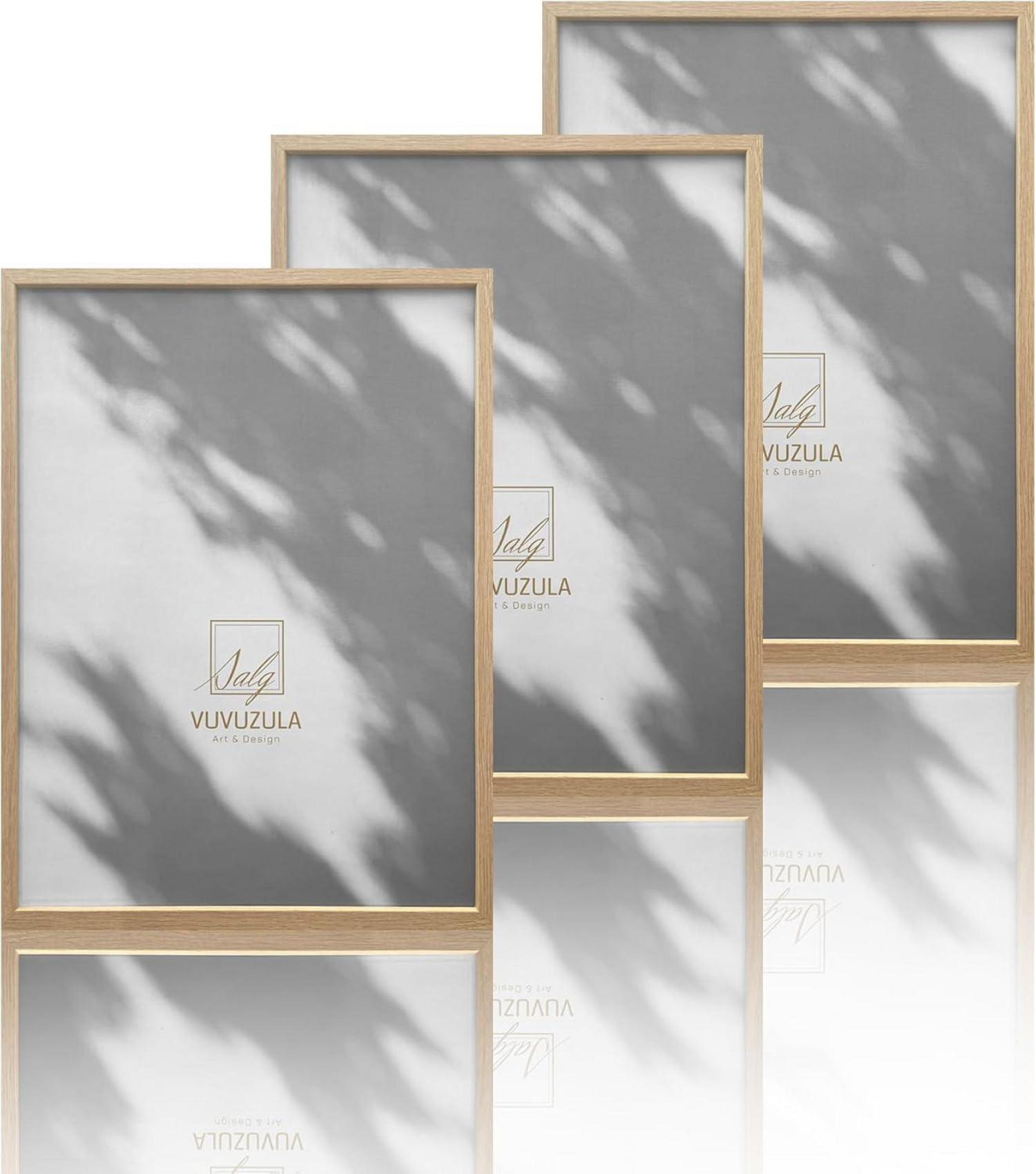 Bilderrahmen Set Holz Eiche Fotorahmen 30x40cm 3er Natur Beige