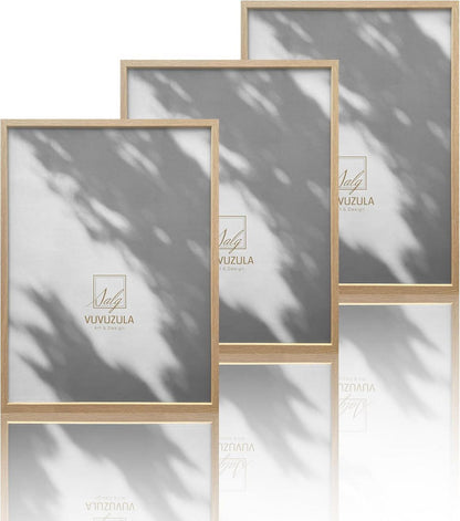 Bilderrahmen Set Holz Eiche Fotorahmen 30x40cm 3er Natur Beige