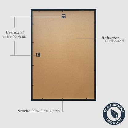Bilderrahmen A2 Schwarz Holz 2er Set 42x59.4cm Fotorahmen