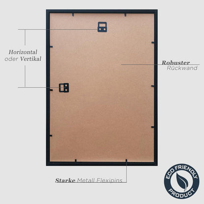 Bilderrahmen A3 Schwarz 3er Set 30x42cm Holz Fotorahmen Urkunden Holzrahmen