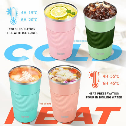 KETIEE Rosa Thermobecher 510ml Kaffee-to-go Becher Travel