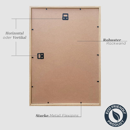 Holz Bilderrahmen Set A3 Fotorahmen Eiche 3er Set DIN A3 Urkunden Natur Beige