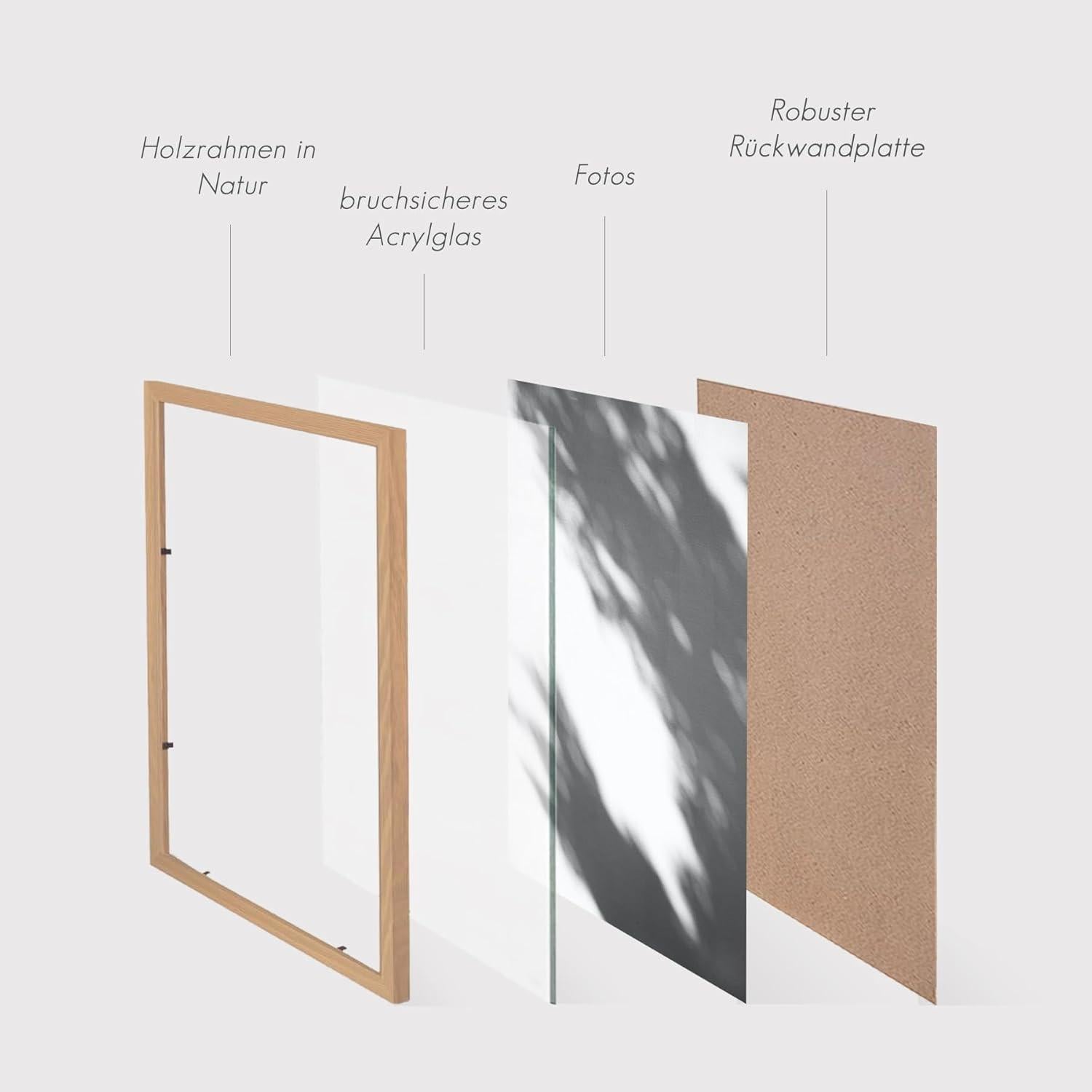 Bilderrahmen A3 Holzrahmen Eiche 30x42cm Fotorahmen 3er Set MDF Rahmen