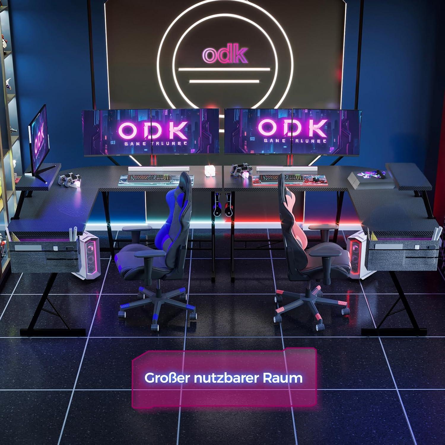 Gaming Schreibtisch mit Monitorständer für Gamer in Carbon Schwarz
