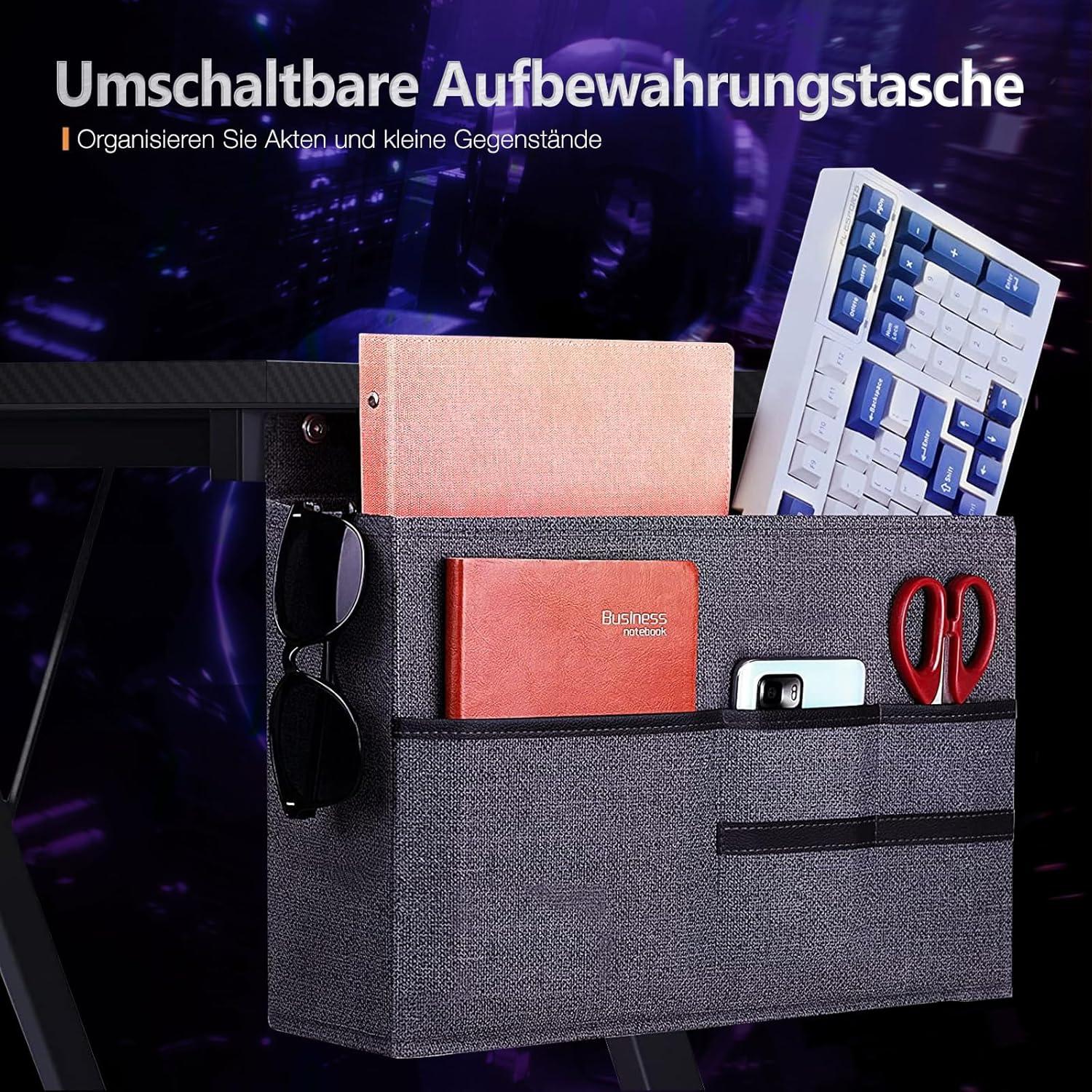 ODK Gaming Tisch L Form 127x127 cm mit Monitorständer Schwarz