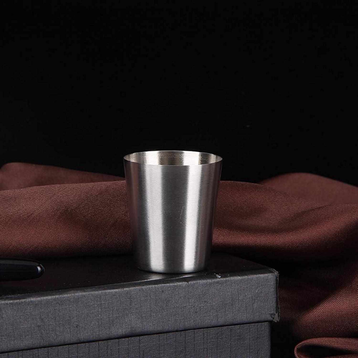 12er Set Edelstahlbecher 30 ml Schnaps Camping Teetasse Whisky Likör