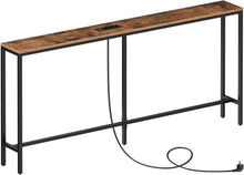 Konsolentisch mit Ladestation 160 cm Vintagebraun Schwarz