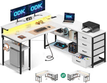 Schreibtisch Eckschreibtisch mit Schubladen USB-LED 135x110cm