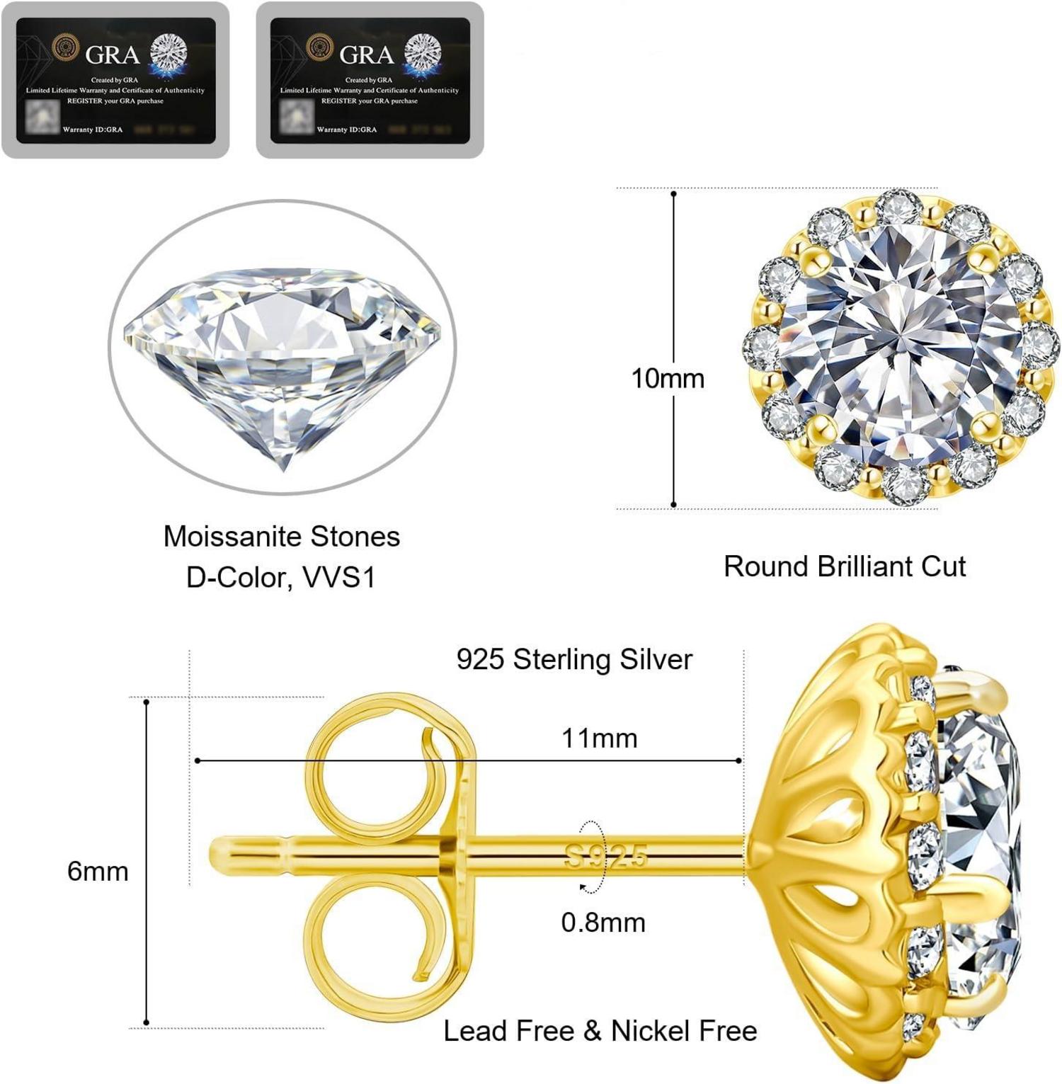 Echte 2 Karat Moissanite Silber Damen Ohrringe Halo Blume VVS1 Diamant