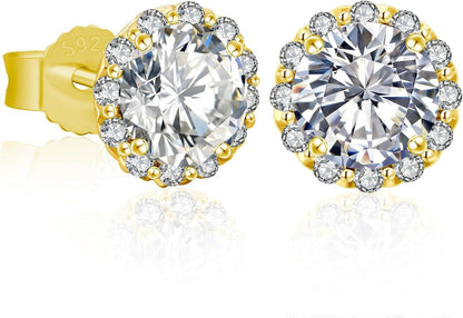 Echte 2 Karat Moissanite Silber Damen Ohrringe Halo Blume VVS1 Diamant