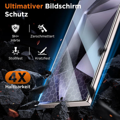 2+2 Schutzfolie Samsung Galaxy S24 Ultra Panzer Schutzglas 9H Hardness