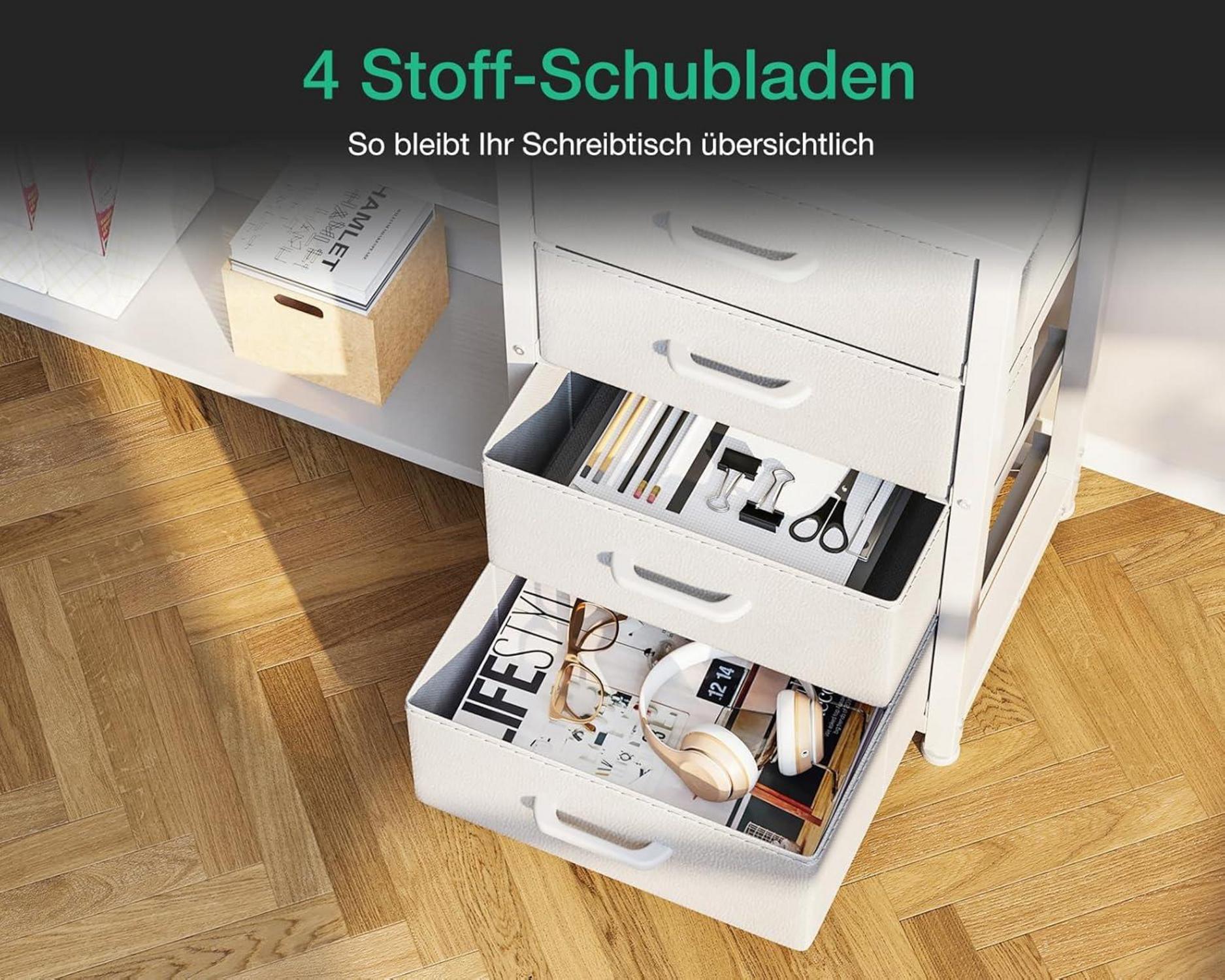 ODK Gaming Schreibtisch mit LED USB Schubladen 135x110cm