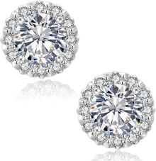 Moissanite Ohrringe Damen Silber 925 Halo 2 Karat