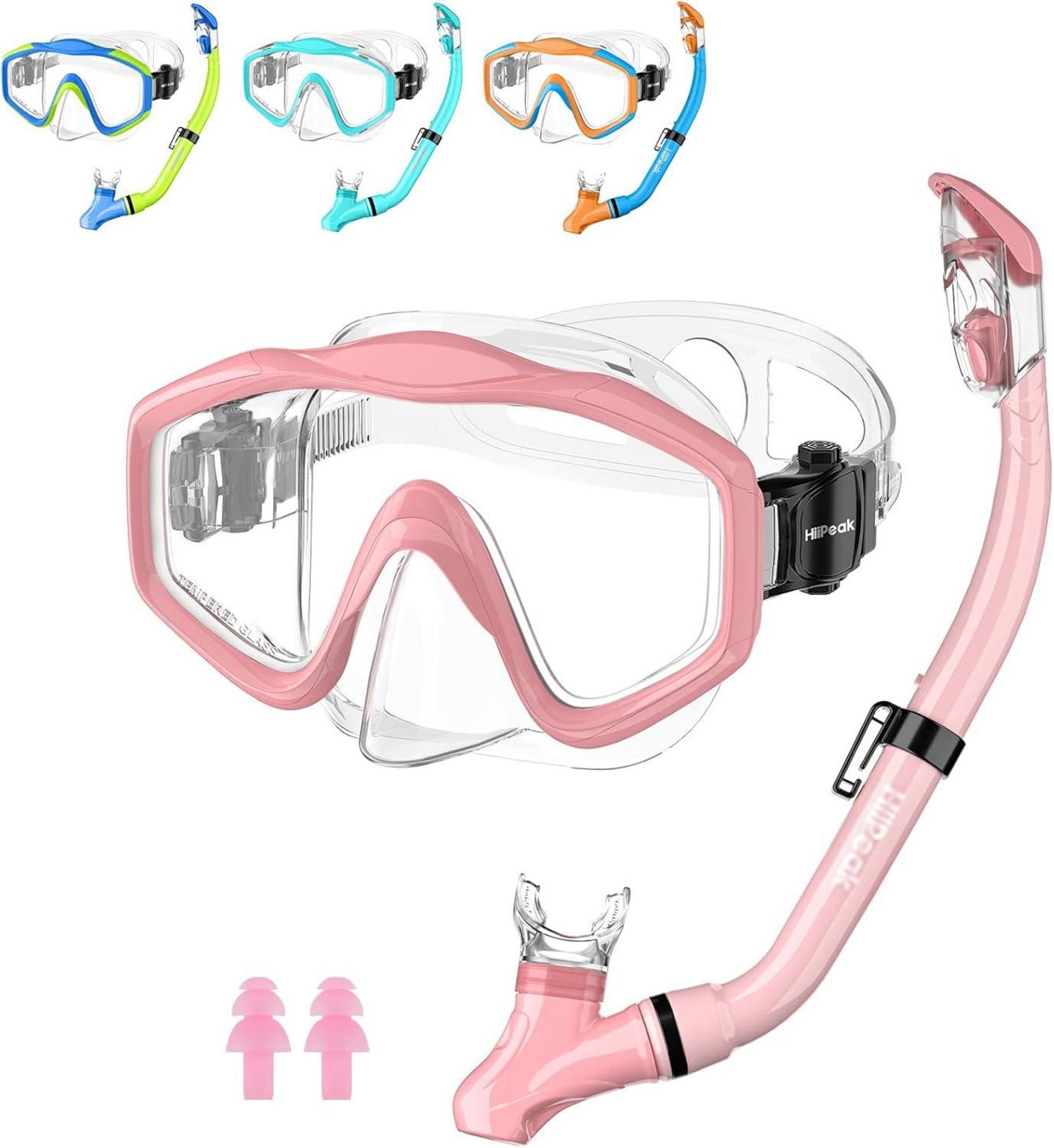 Kinder Schnorchelset Anti-Fog Taucherbrille Dry Schnorchel Pink