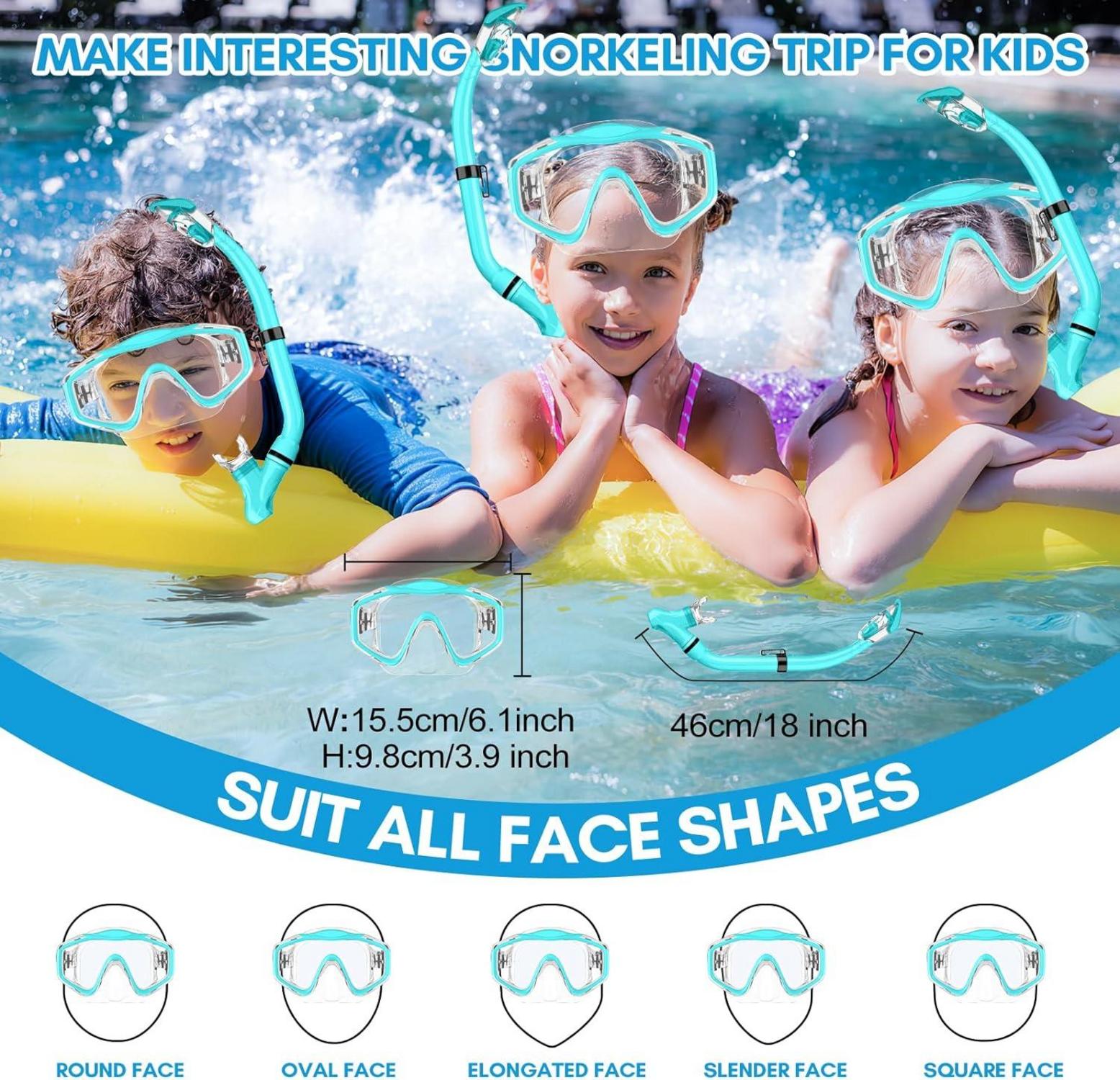 Kinder Schnorchelset Taucherbrille Anti-Fog Dry Schnorchel Hellblau