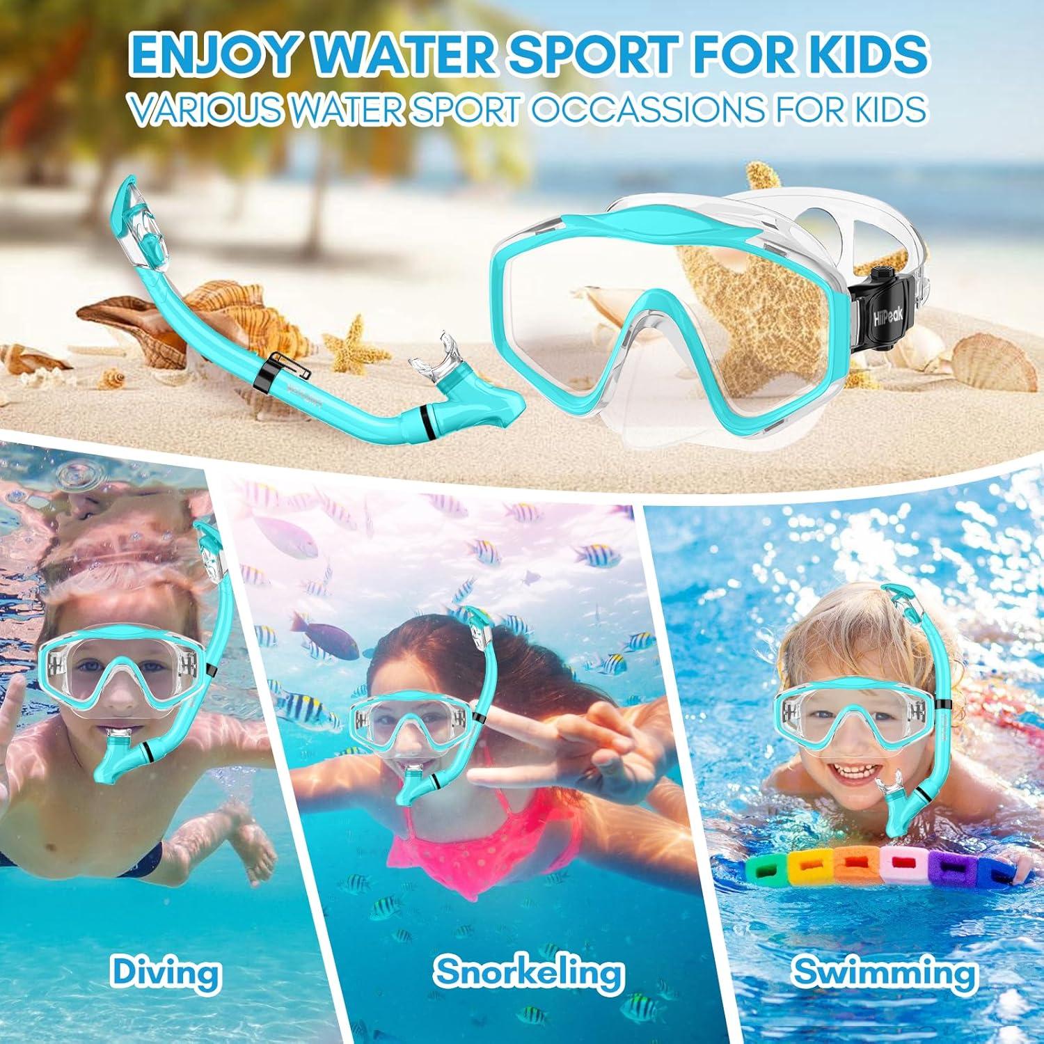 Kinder Schnorchelset Taucherbrille Anti-Fog Dry Schnorchel Hellblau