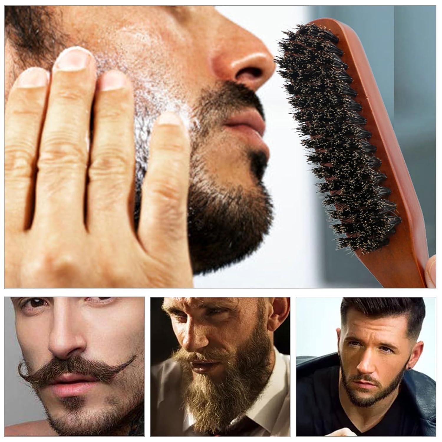 Wildschweinborsten Bürste Set Holzgriff Haare Bart Unisex