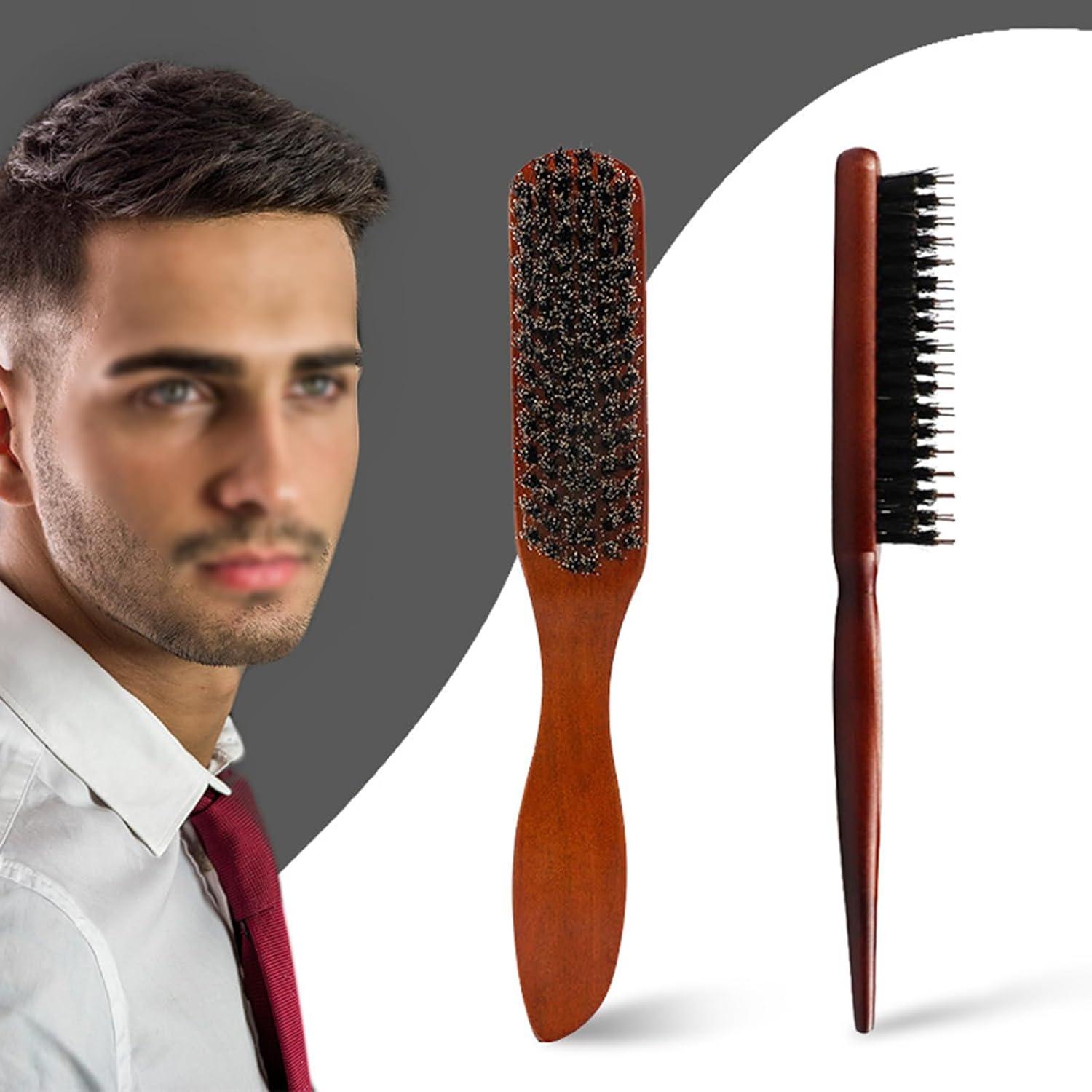 Wildschweinborsten Bürste Set Holzgriff Haare Bart Unisex