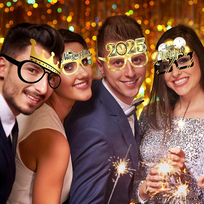 12er Silvester Deko 2025 Party Foto Requisiten Happy New Year Glitter