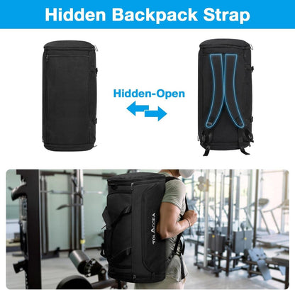 Erweiterbare Sporttasche 54-72L Schwarz Damen Herren Fitness Rucksack