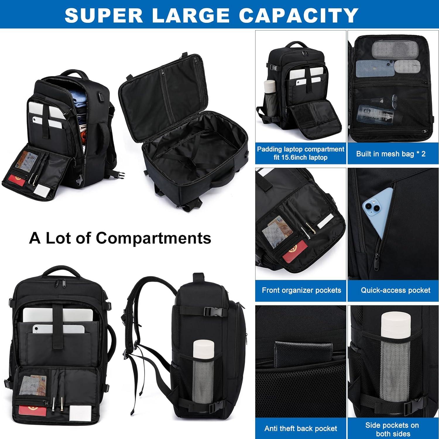 Easyjet Handgepäck Rucksack 15.6 Zoll USB Ladeanschluss - Schwarz