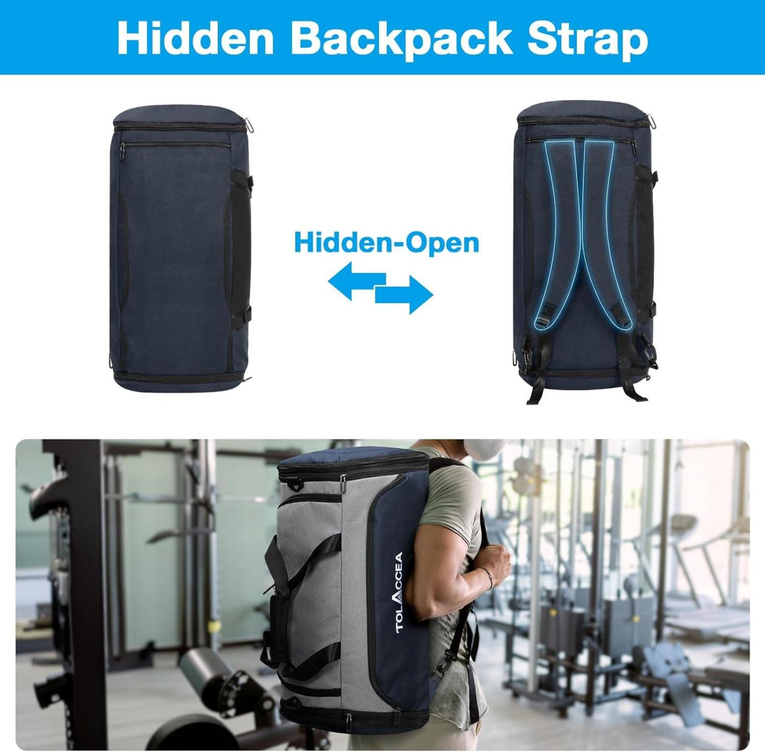 Erweiterbare Sporttasche 54-72L für Damen Herren Rucksack Fitness Training Blau