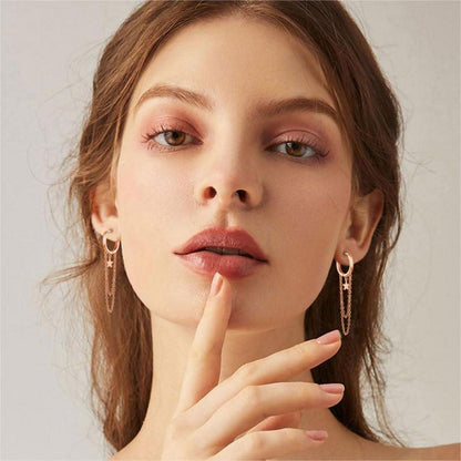 Josfeva Silber Creolen Lange Quaste Ohrhänger in Rosegold - Geschenkbox