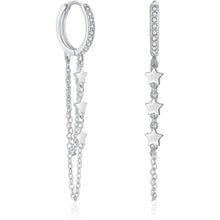 Silber Creolen Ohrringe mit Quasten Kette, 925 Sterling Silber, Hängend
