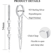 Silber Creolen Ohrringe mit Quasten Kette, 925 Sterling Silber, Hängend