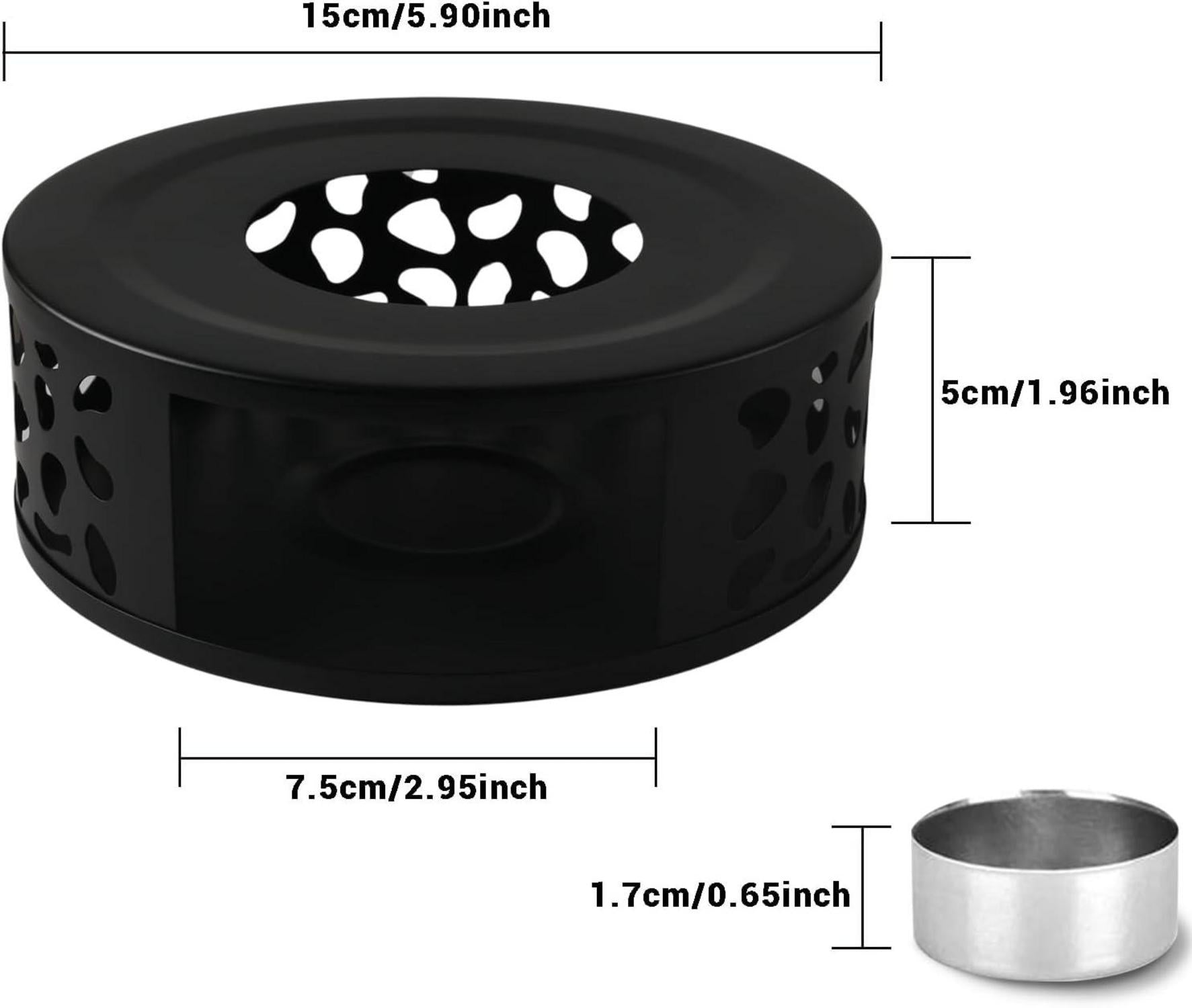 Tee Stövchen Edelstahl Teewärmer Teelichtheizung Schwarz Warmhalter