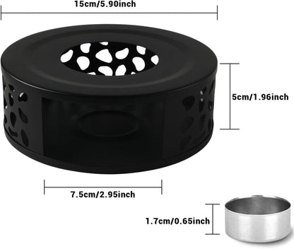 Tee Stövchen Edelstahl Teewärmer Teelichtheizung Schwarz Warmhalter