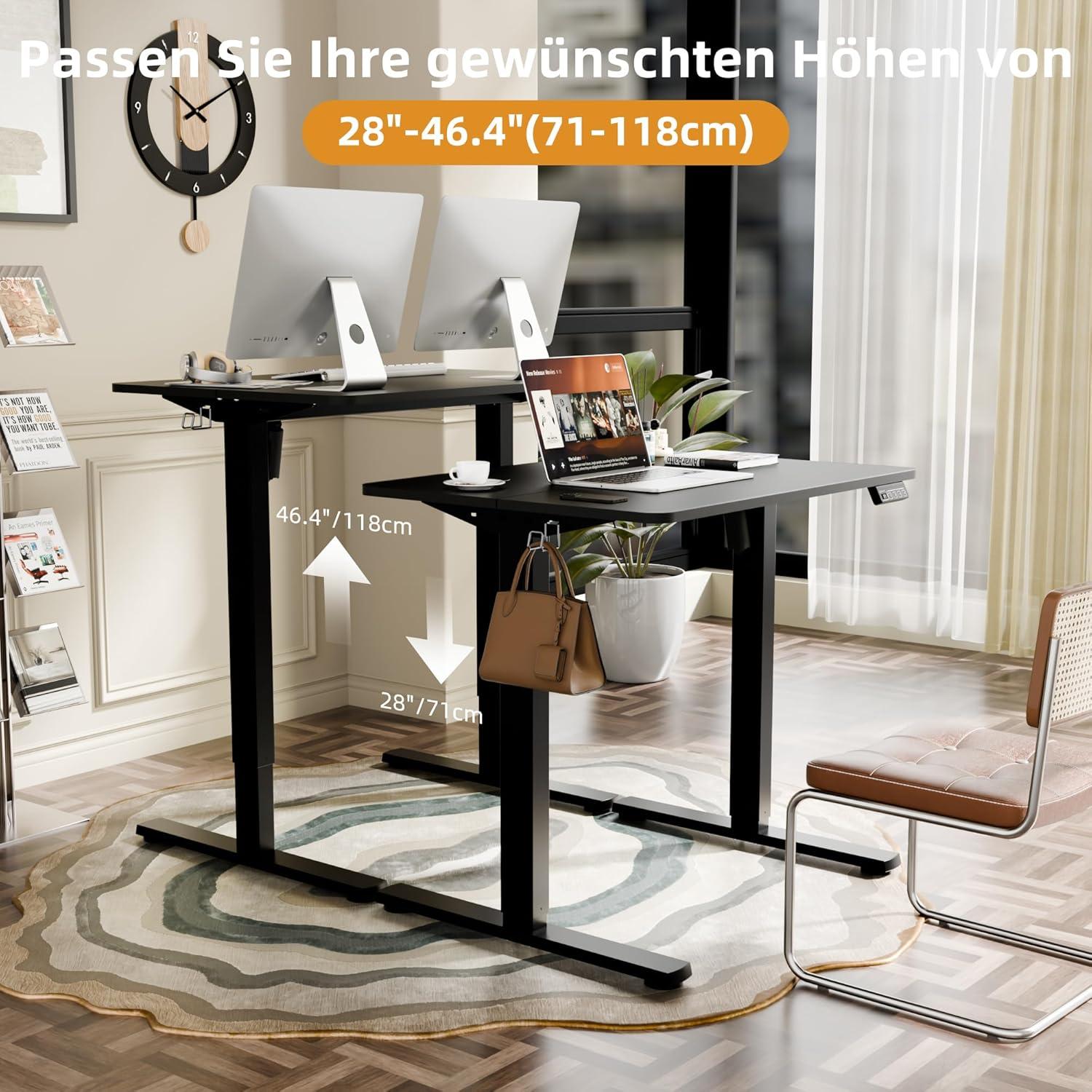Elektrischer höhenverstellbarer Schreibtisch 80x60cm mit Spleißplatte