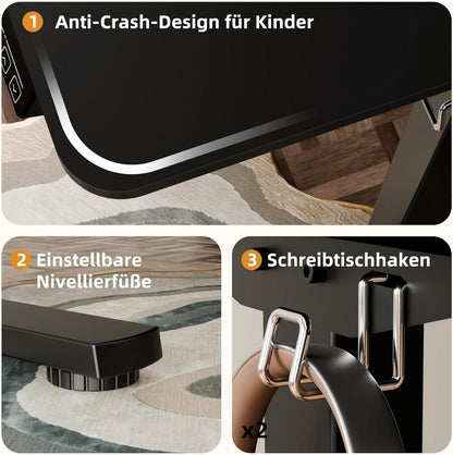 Elektrischer Höhenverstellbarer Schreibtisch 80x60cm Schwarz