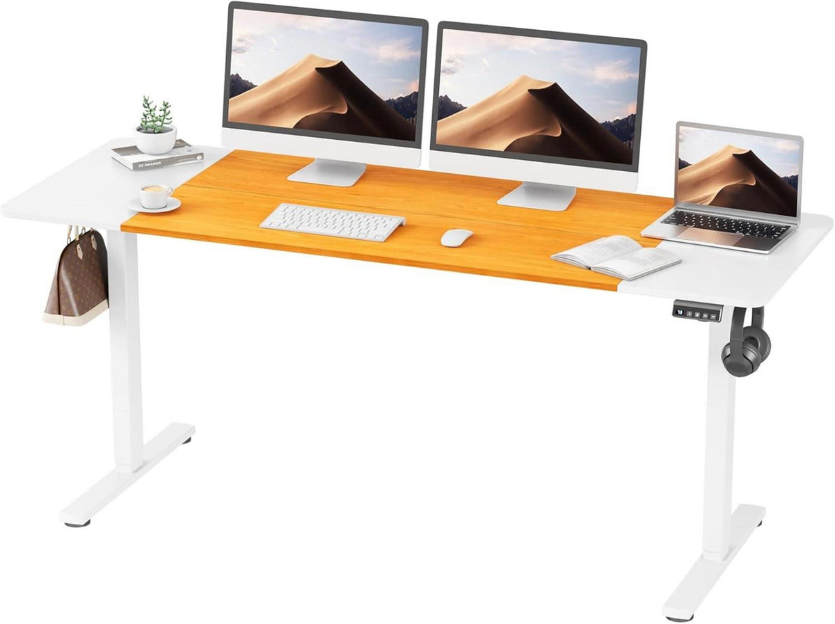 Elektrischer Höhenverstellbarer Schreibtisch 170x60cm Weißes Gestell