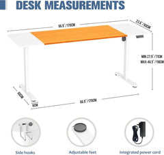 Elektrischer Höhenverstellbarer Schreibtisch 170x60cm Weißes Gestell