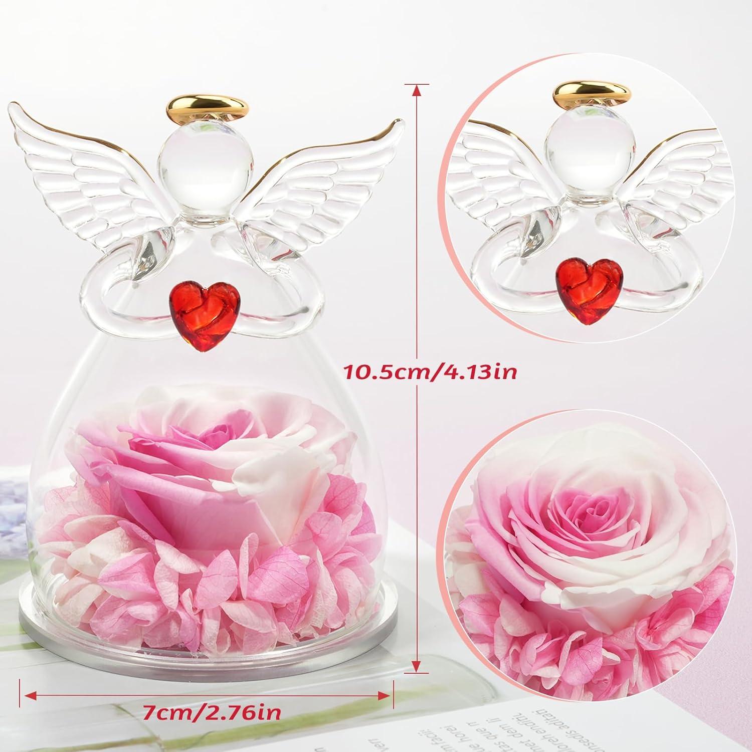 Ewige Rose Engel Geschenk Blume Glas Figur Geburtstag Weihnachten