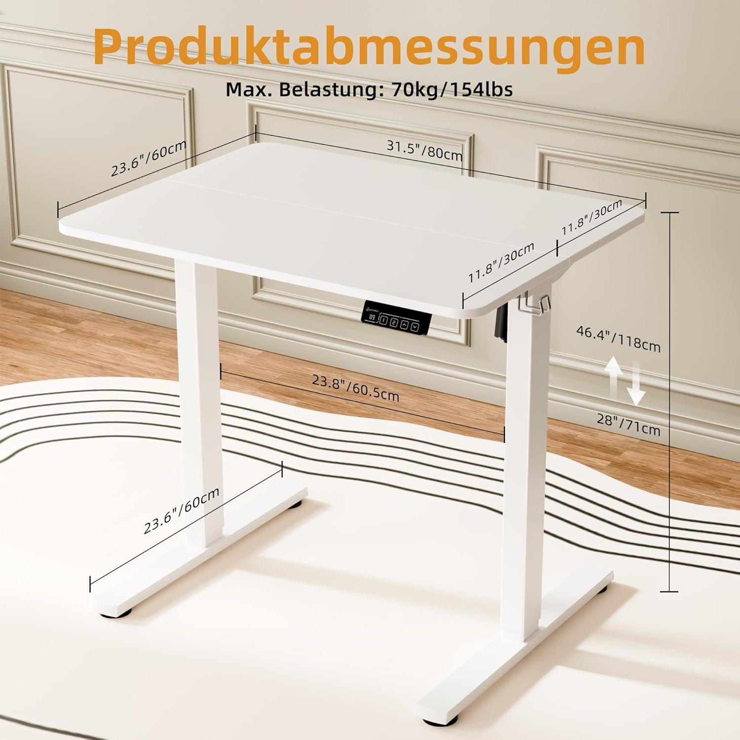 Elektrischer Höhenverstellbarer Schreibtisch 80x60 cm