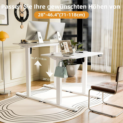 Elektrischer Höhenverstellbarer Schreibtisch 80x60cm Weißes Gestell & Tischplatte