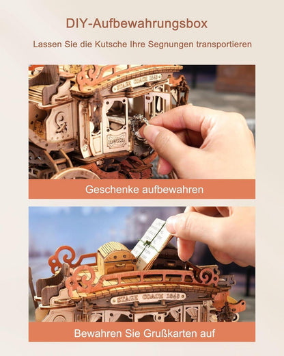 ROKR 3D Holzpuzzle Spieluhr Kutsche Bausatz Erwachsene Kinder AMKA1