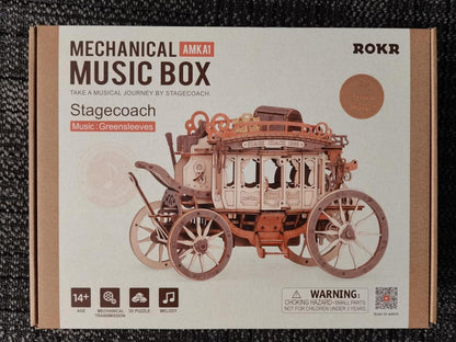 ROKR 3D Puzzle Holzmodell Spieluhr-Postkutsche Geburtstagsgeschenk