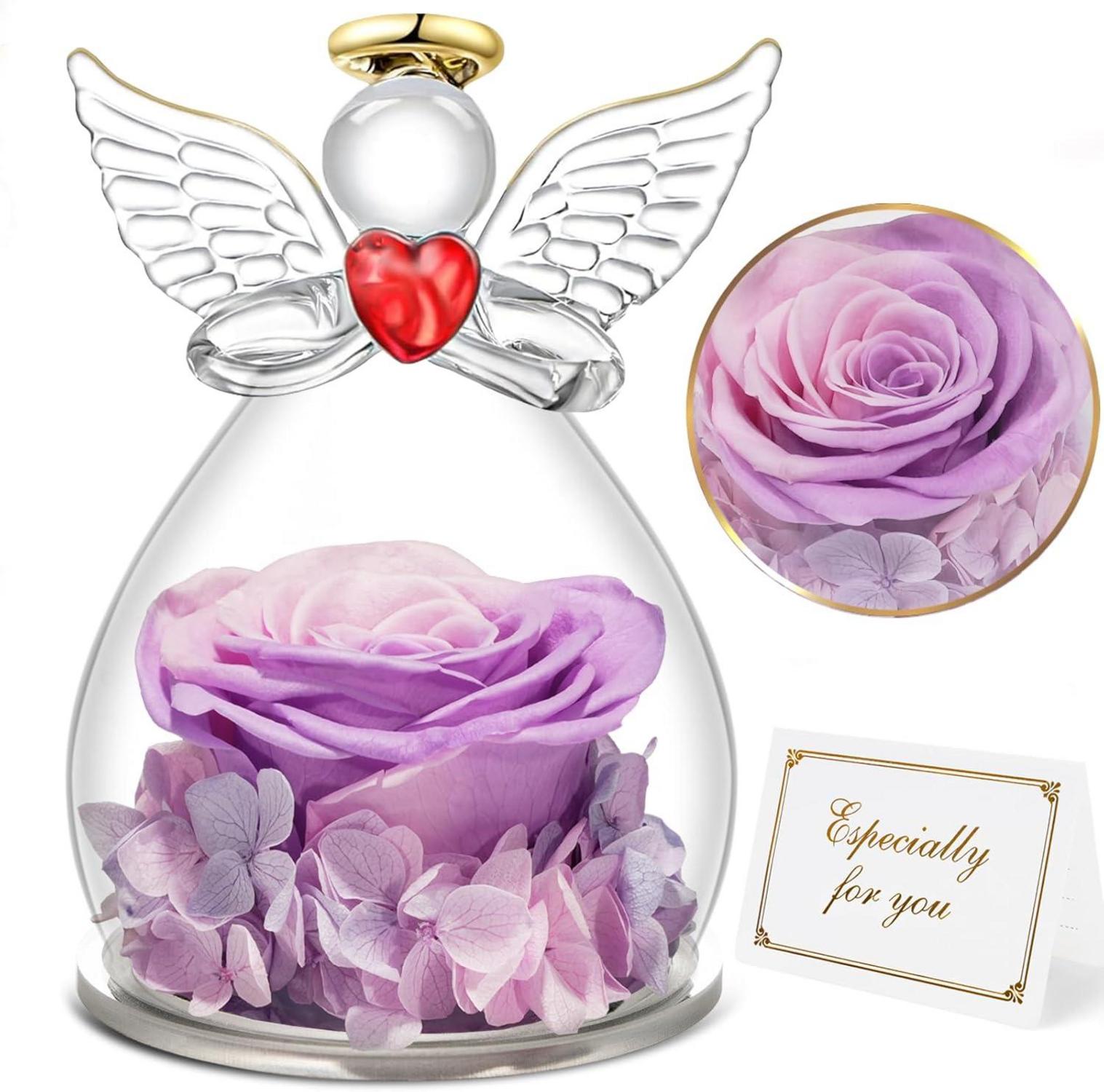 Ewige Rose Engel Geschenk für Mama Oma - Forever Rose im Glas