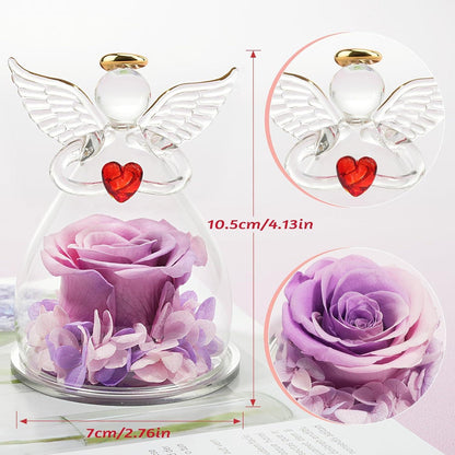 Ewige Rose Engel Geschenk für Mama Oma - Forever Rose im Glas