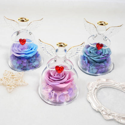 Ewige Rose Engel Geschenk für Mama Oma, Forever Rose im Glas, Geburtstagsgeschenk für Frauen
