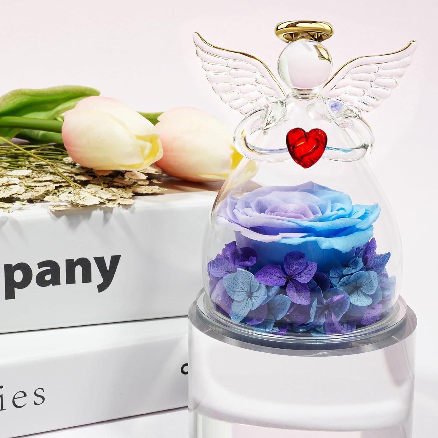 Ewige Rose Engel Figur Geschenkbox Blau Violett