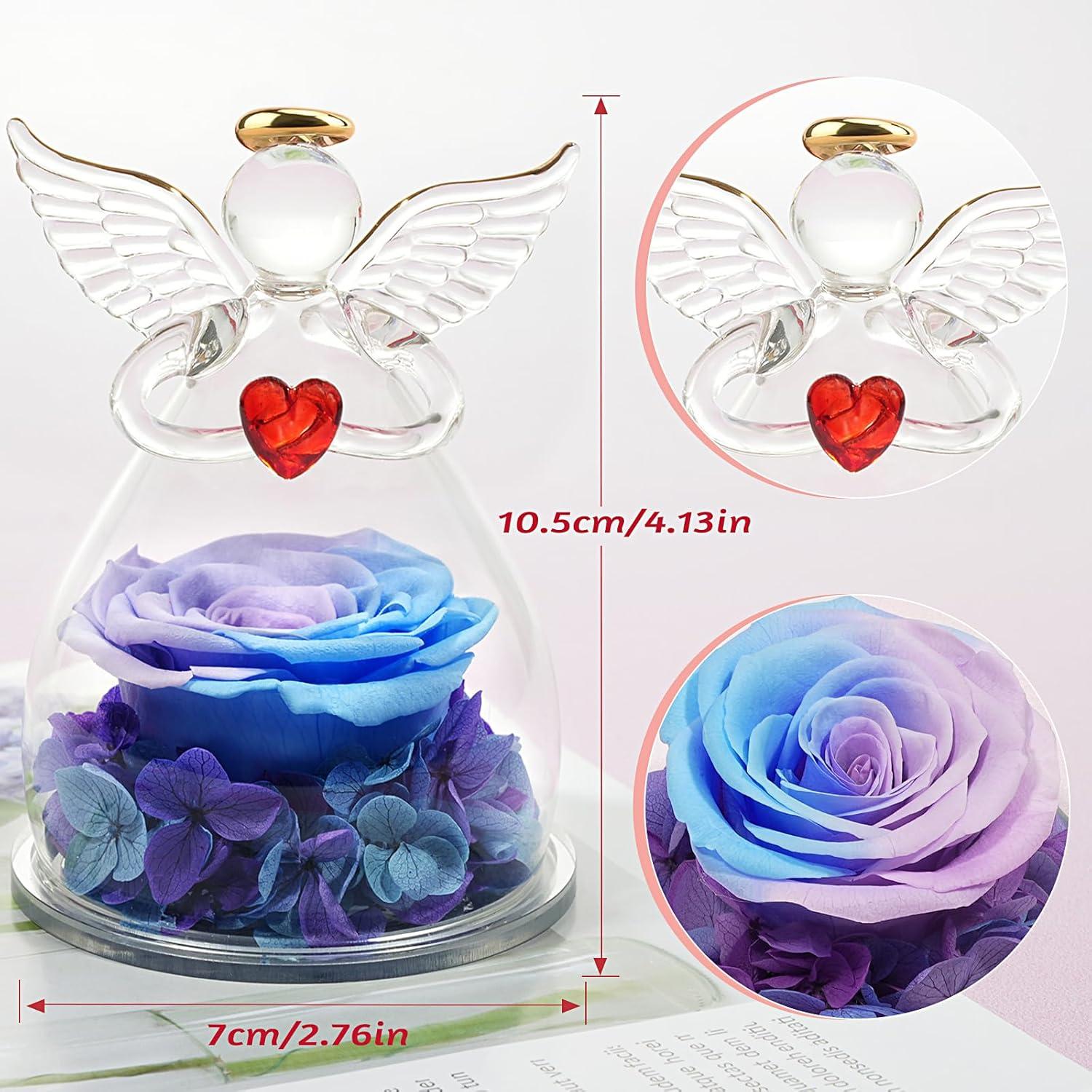 Ewige Rose Engel Figur Geschenkbox Blau+violett