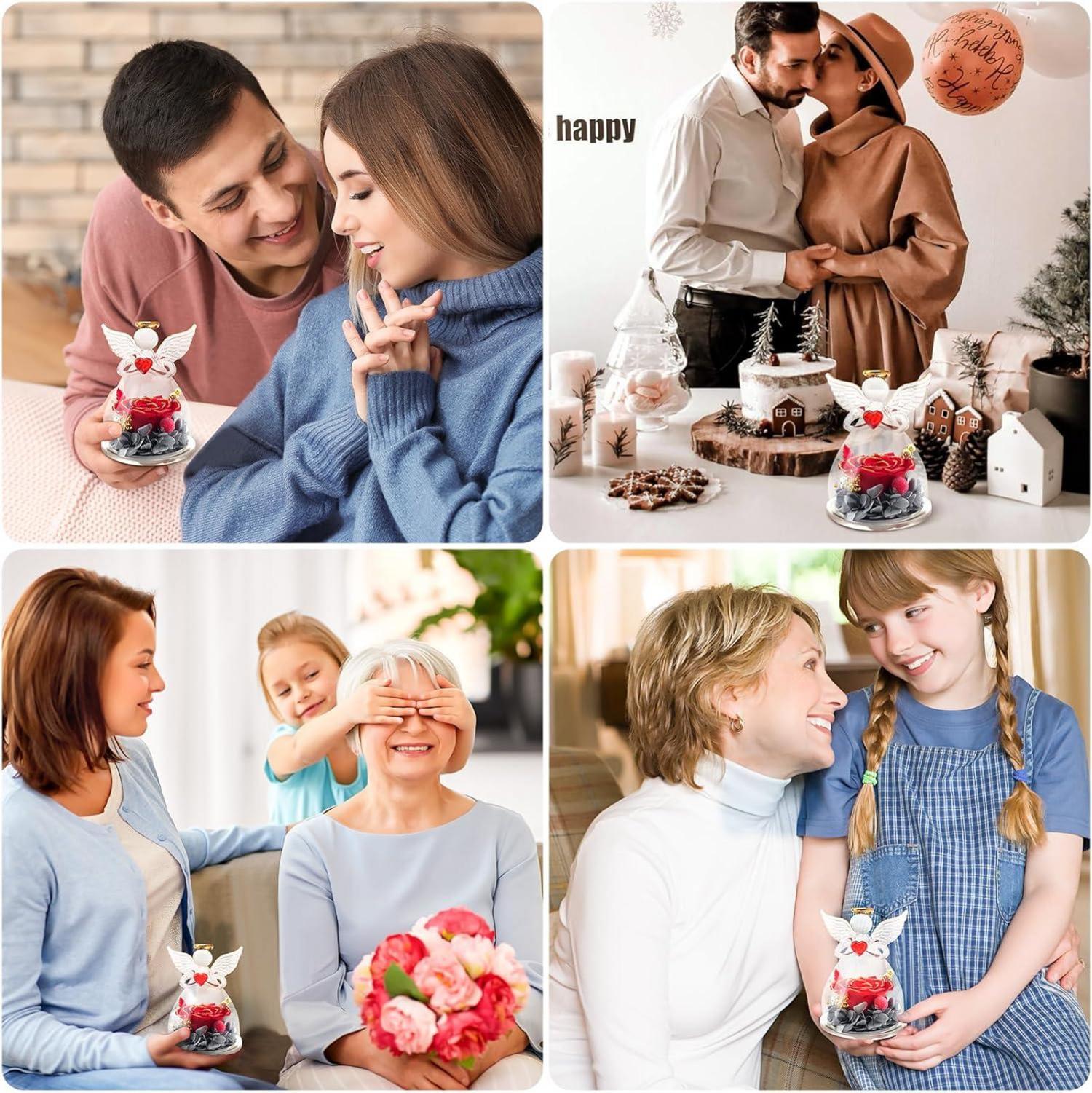Ewige Rose Engel Figur Glas Geschenk Mutter Oma Weihnachten