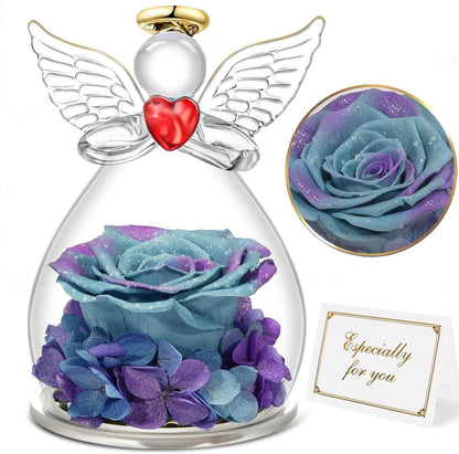 Ewige Rose Engel Figur Geschenk Glas - Mutter Oma Valentinstag