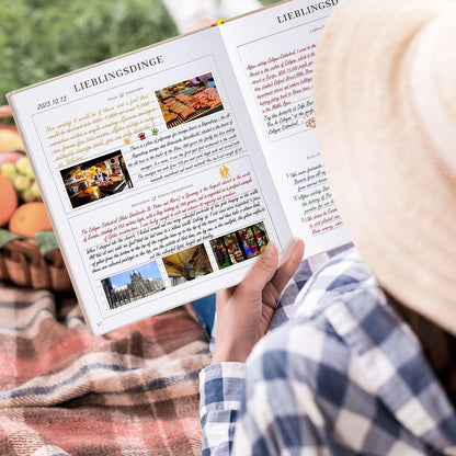 Reisetagebuch für Frauen und Männer Leinen Fotobuch Reisejournal Beige 110 Seiten