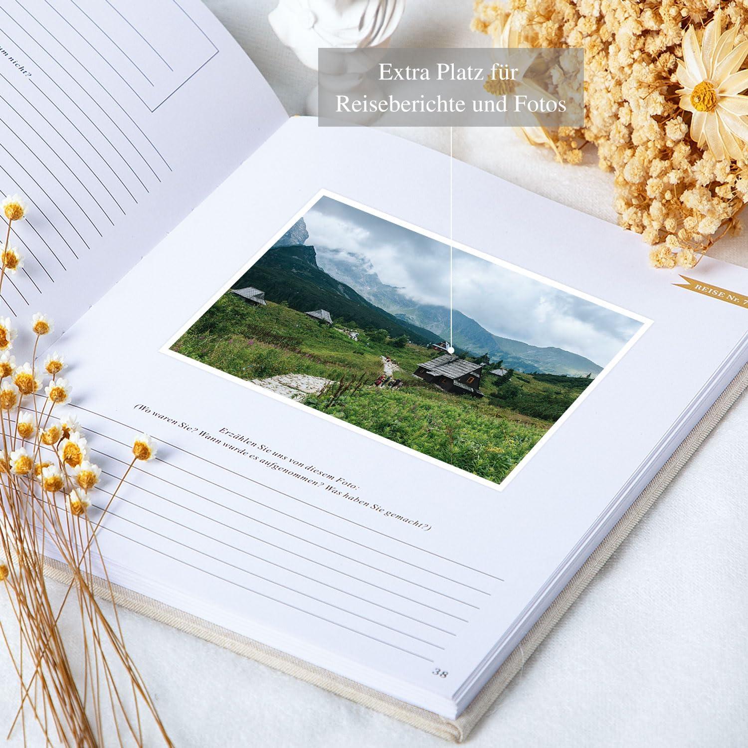 Reisetagebuch Notizbuch Leinen Ausfüllen Fotobuch Aufforderungen